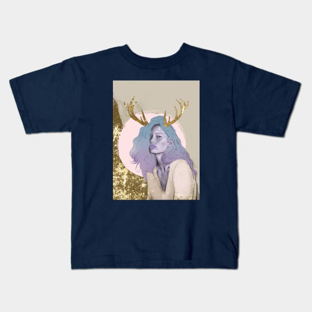 Gold Horns Kids T-Shirt by GingeraleArthaus